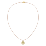 Lucky Feather Sand Dollar Necklace on white background. Gold sand dollar charm on nylon cord.