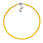 Yellow Sail choker necklace is a single strand, minimalist seed bead necklace designed with yellow seed beads. Displayed on white background.